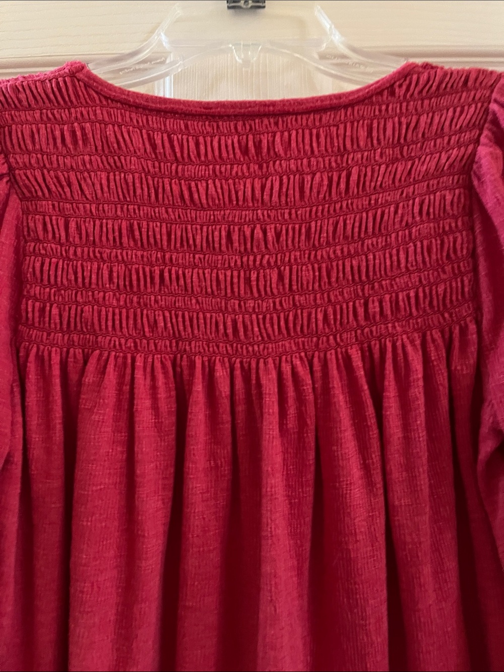 Max Studio Raspberry Smocked Yoke Peasant Top - Picture 11 of 13